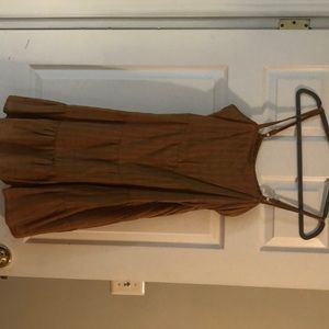 Brown Tiered Square Neck Dress